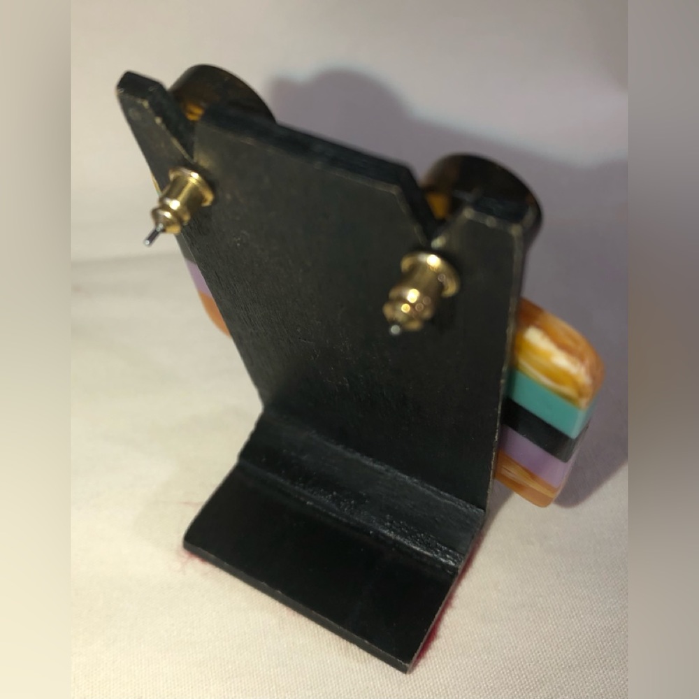 Modernist 60s Mod Chic Lucite Earrings - Picture 7 of 11